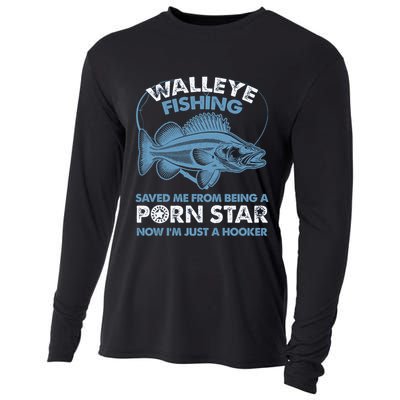 Fishing Saved Hooker Star Fisher Fish Walleye Gift Cooling Performance Long Sleeve Crew