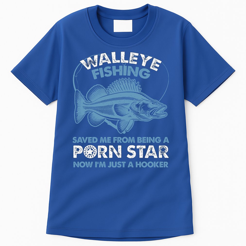 Fishing Saved Hooker Star Fisher Fish Walleye Gift Tall T-Shirt