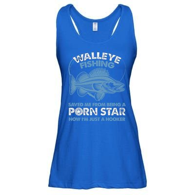 Fishing Saved Hooker Star Fisher Fish Walleye Gift Ladies Essential Flowy Tank
