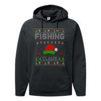 Festive Santa Hat Christmas Light Fishing Claus for Ugly Xmas  Performance Fleece Hoodie