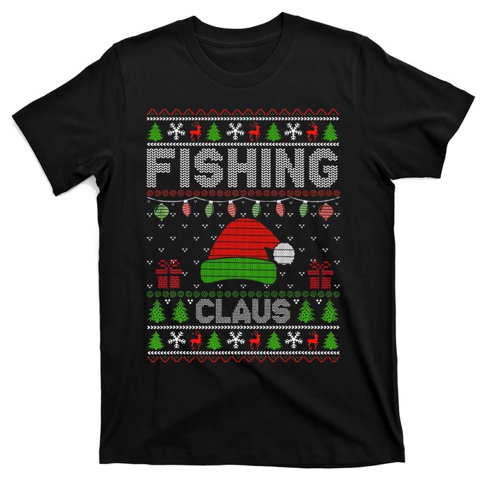 Festive Santa Hat Christmas Light Fishing Claus for Ugly Xmas  T-Shirt