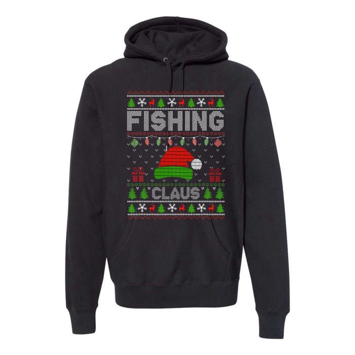 Festive Santa Hat Christmas Light Fishing Claus for Ugly Xmas  Premium Hoodie