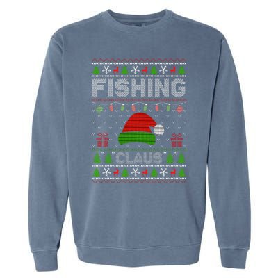 Festive Santa Hat Christmas Light Fishing Claus for Ugly Xmas  Garment-Dyed Sweatshirt