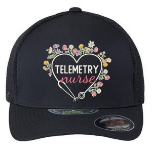 Floral Stethoscope Heart Nursing Telemetry Nurse Gift Flexfit Unipanel Trucker Cap