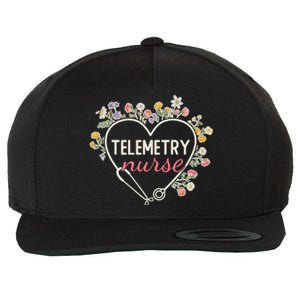 Floral Stethoscope Heart Nursing Telemetry Nurse Gift Wool Snapback Cap