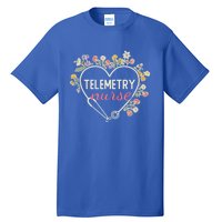 Floral Stethoscope Heart Nursing Telemetry Nurse Gift Tall T-Shirt