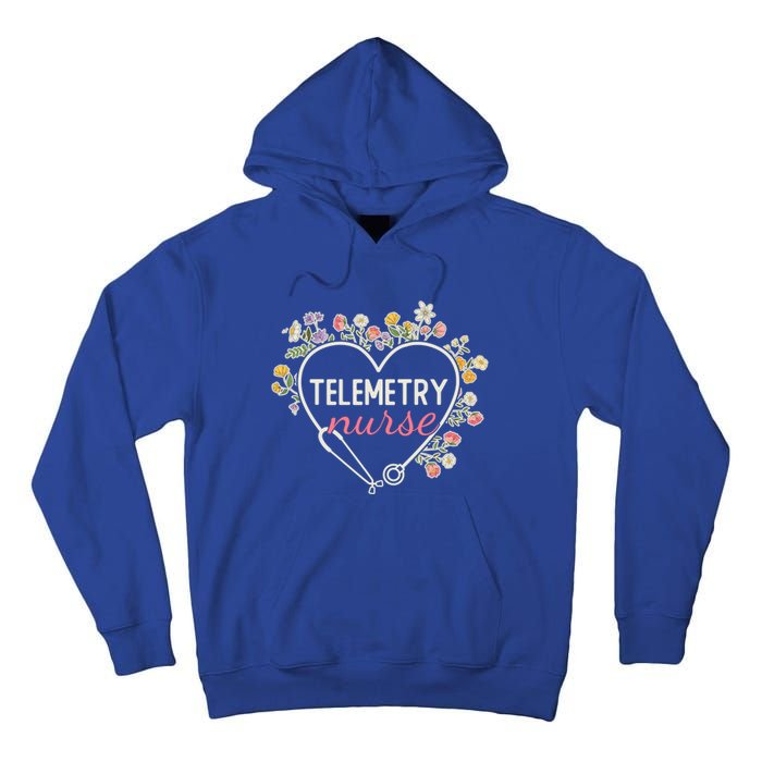 Floral Stethoscope Heart Nursing Telemetry Nurse Gift Tall Hoodie