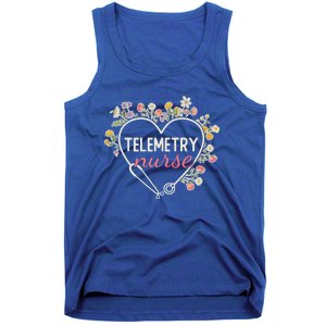 Floral Stethoscope Heart Nursing Telemetry Nurse Gift Tank Top