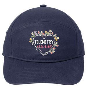 Floral Stethoscope Heart Nursing Telemetry Nurse Gift 7-Panel Snapback Hat