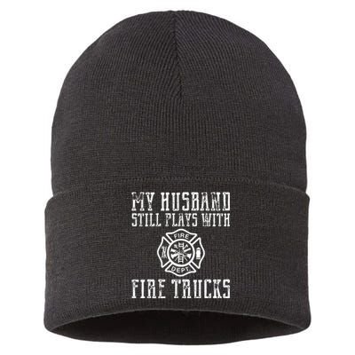 Firefighter Shirts Husband Plays With Fire Trucks Wife Gifts Sustainable Knit Beanie