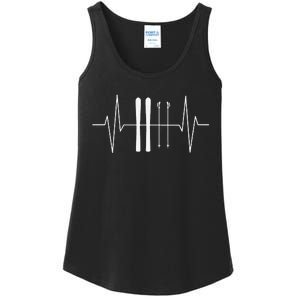 Funny Ski Heartbeat Skier Skiing Gift For Skier Ladies Essential Tank