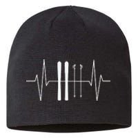 Funny Ski Heartbeat Skier Skiing Gift For Skier Sustainable Beanie