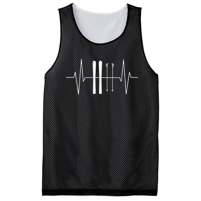 Funny Ski Heartbeat Skier Skiing Gift For Skier Mesh Reversible Basketball Jersey Tank