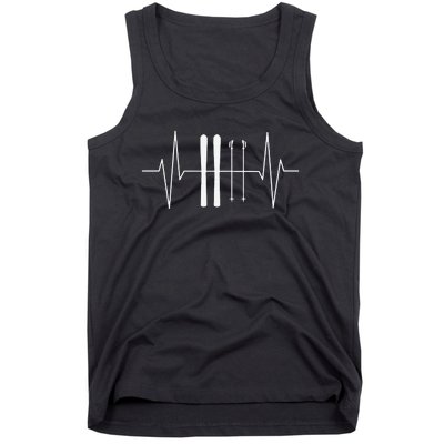 Funny Ski Heartbeat Skier Skiing Gift For Skier Tank Top