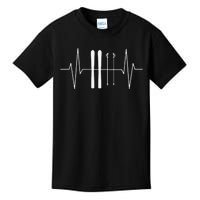 Funny Ski Heartbeat Skier Skiing Gift For Skier Kids T-Shirt