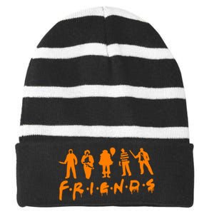 Friends Scary Horror Halloween Striped Beanie with Solid Band