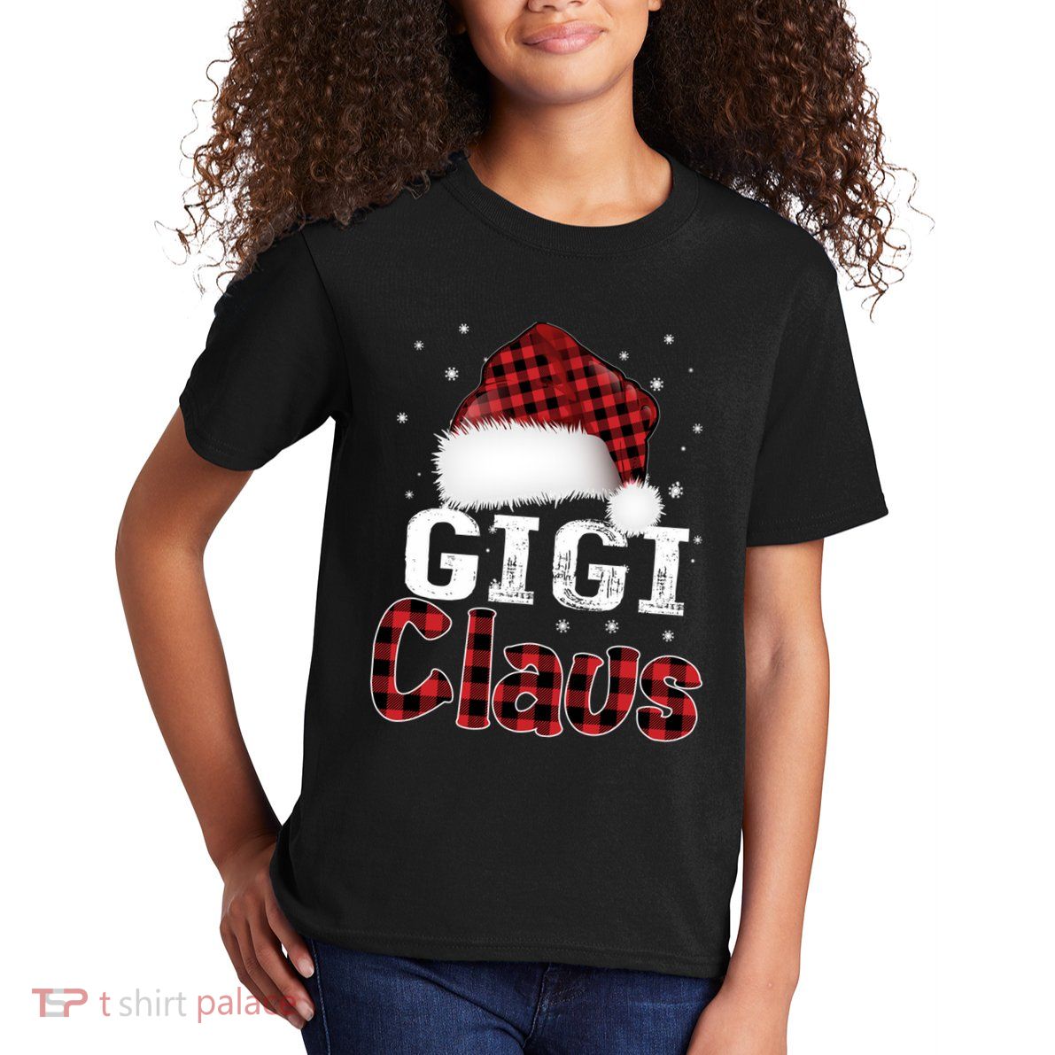 Fun Santa Hat Christmas Costume Family Matching Gigi Claus Kids T-Shirt