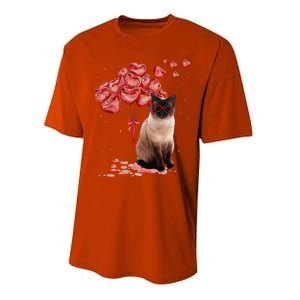 Funny Siamese Heart Valentines Day Cat Dad Mom Gift Performance Sprint T-Shirt