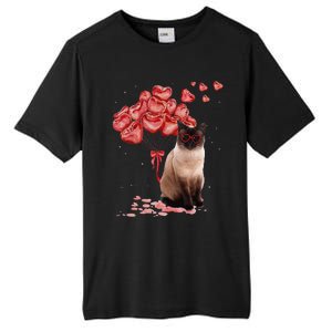 Funny Siamese Heart Valentines Day Cat Dad Mom Gift Tall Fusion ChromaSoft Performance T-Shirt