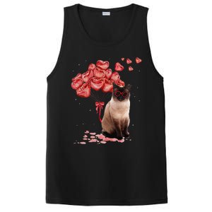 Funny Siamese Heart Valentines Day Cat Dad Mom Gift PosiCharge Competitor Tank