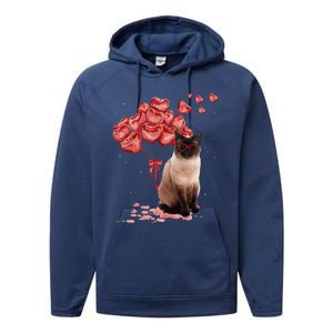 Funny Siamese Heart Valentines Day Cat Dad Mom Gift Performance Fleece Hoodie