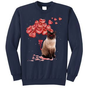 Funny Siamese Heart Valentines Day Cat Dad Mom Gift Sweatshirt