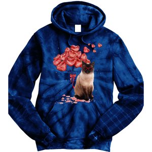 Funny Siamese Heart Valentines Day Cat Dad Mom Gift Tie Dye Hoodie