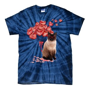 Funny Siamese Heart Valentines Day Cat Dad Mom Gift Tie-Dye T-Shirt