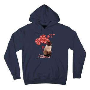 Funny Siamese Heart Valentines Day Cat Dad Mom Gift Tall Hoodie