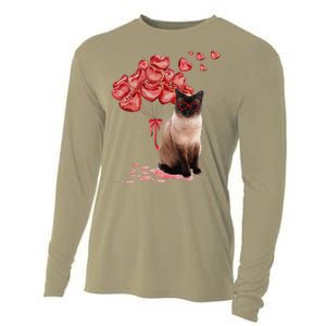 Funny Siamese Heart Valentines Day Cat Dad Mom Gift Cooling Performance Long Sleeve Crew