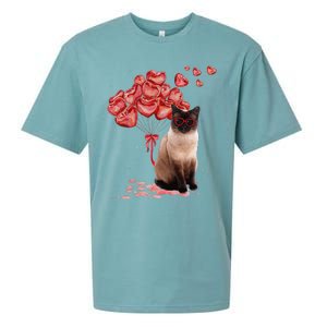 Funny Siamese Heart Valentines Day Cat Dad Mom Gift Sueded Cloud Jersey T-Shirt