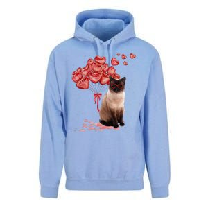 Funny Siamese Heart Valentines Day Cat Dad Mom Gift Unisex Surf Hoodie