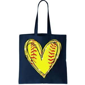 Funny Softball Heart Softball Game Day Softball Mom Lovers Gift Tote Bag