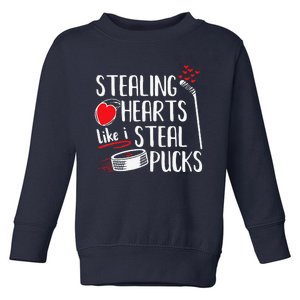 Funny Stealing Hearts Pucks Valentine's Day Hockey Toddler Sweatshirt