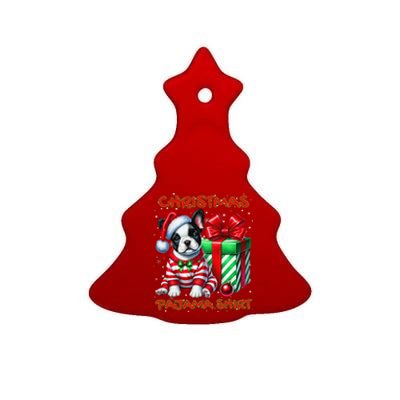 Frenchie Santa Hat & Christmas Lights Cute French Bulldog Ceramic Tree Ornament