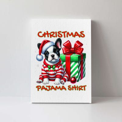 Frenchie Santa Hat & Christmas Lights Cute French Bulldog Canvas