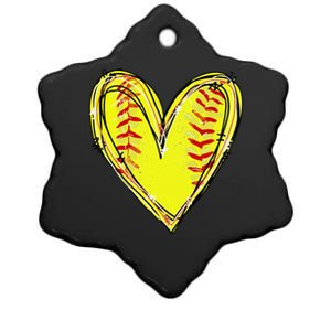 Funny Softball Heart Softball Game Day Softball Mom Lovers Gift Ceramic Star Ornament