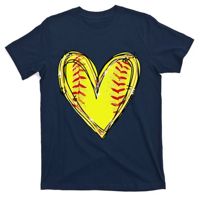 Funny Softball Heart Softball Game Day Softball Mom Lovers Gift T-Shirt