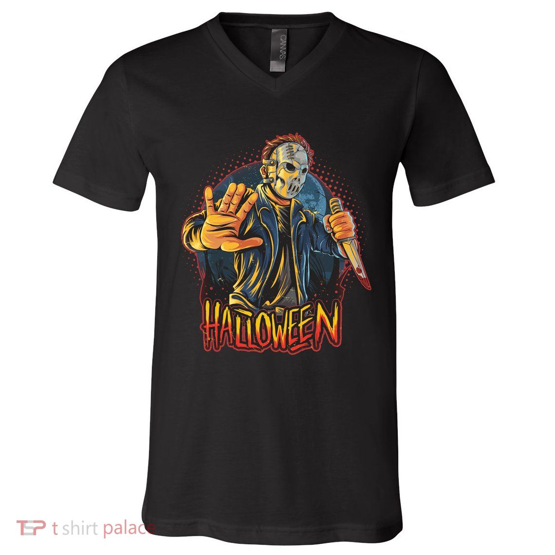 Funny Scary Halloween Jason V-Neck T-Shirt