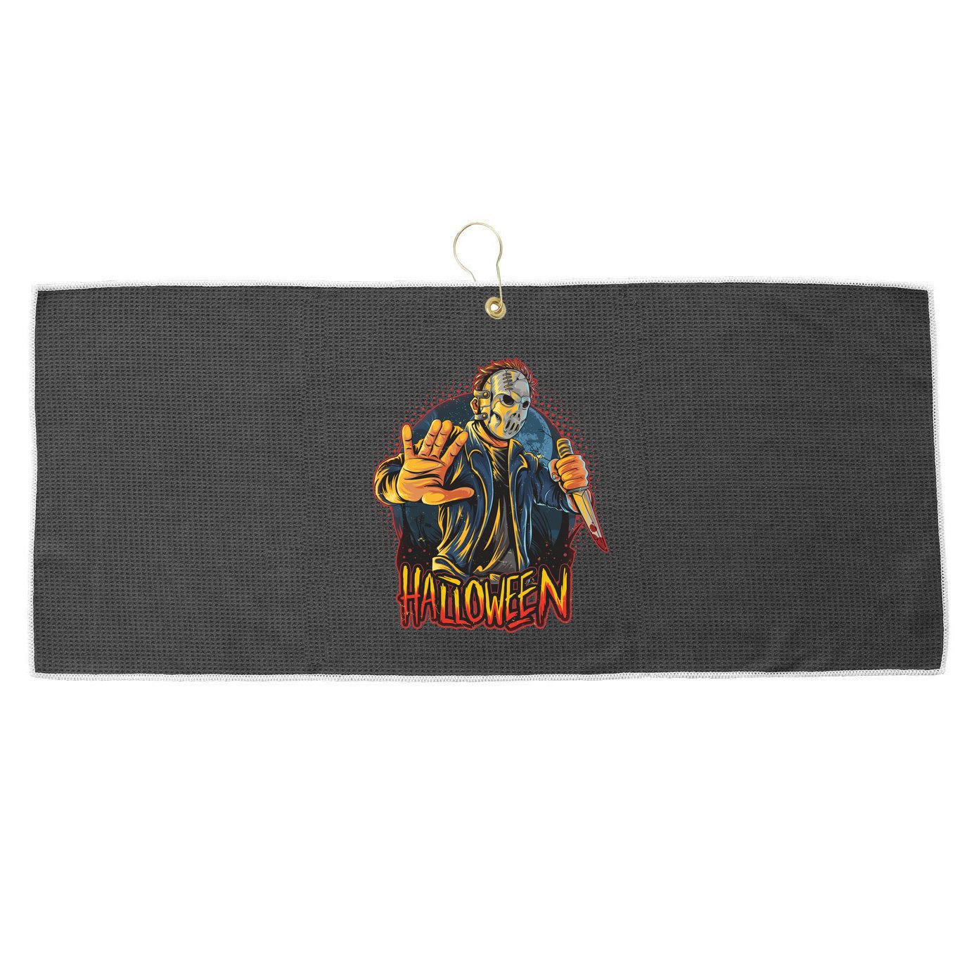 Funny Scary Halloween Jason Large Microfiber Waffle Golf Towel
