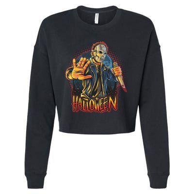 Funny Scary Halloween Jason Cropped Pullover Crew