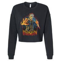 Funny Scary Halloween Jason Cropped Pullover Crew