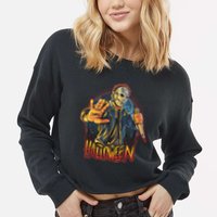 Funny Scary Halloween Jason Cropped Pullover Crew
