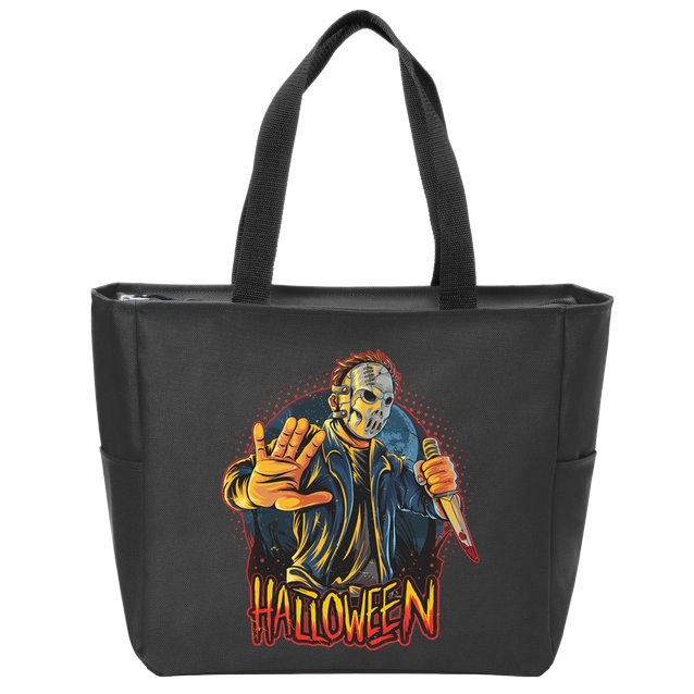 Funny Scary Halloween Jason Zip Tote Bag