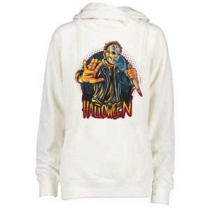 Funny Scary Halloween Jason Womens Funnel Neck Pullover Hood