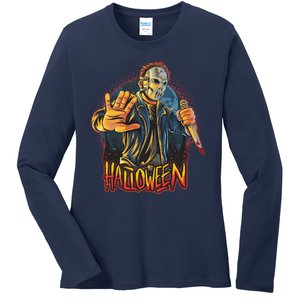 Funny Scary Halloween Jason Ladies Long Sleeve Shirt