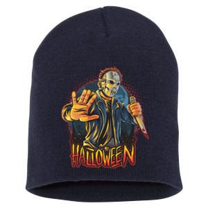 Funny Scary Halloween Jason Short Acrylic Beanie