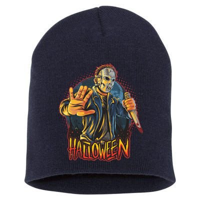 Funny Scary Halloween Jason Short Acrylic Beanie