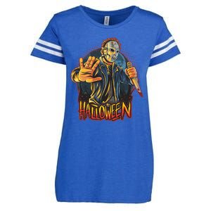 Funny Scary Halloween Jason Enza Ladies Jersey Football T-Shirt