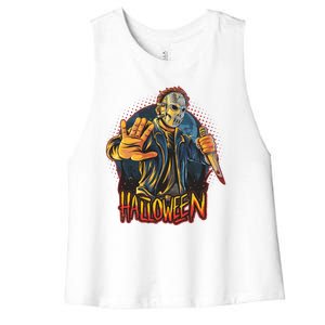 Funny Scary Halloween Jason Women's Racerback Cropped Tank